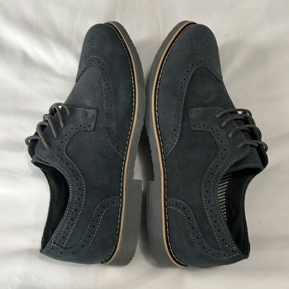 NEW WITH BOX Alpine Swiss Beau Gray Genuine Suede Wingtip Brogue Lace Up Oxford main image 4